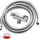 79 Inch Expandable Shower Hose Extra Long Bathing Toilet Cleaning, Adjustable Holder Mount and Stainless Steel Shower Hose for Handheld Shower Head, shower hose and holder, Chrome