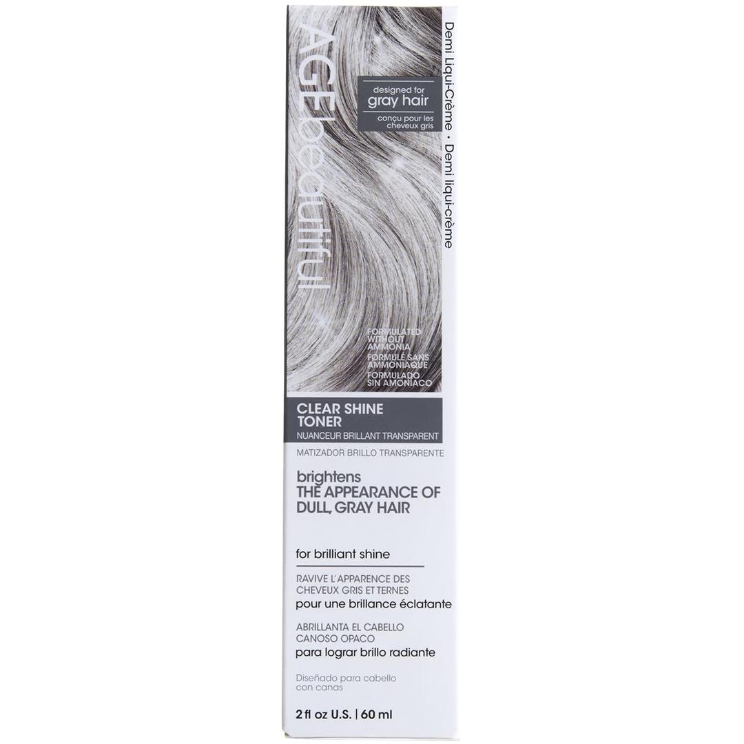 AGE beautiful Demi Liqui-Creme 5-Minute Express Toner | Blend & Enhance Gray Hair | Strengthens, Protects, Nourishes | Ammonia Free | For Added Shine & Custom Shades | For Lightening & Highlights (Silver Radiance Clear Shine)