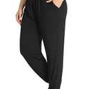 ZERDOCEAN Women's Plus Size Casual Lounge Yoga Pants Comfy Relaxed Joggers Pants Drawstring with Pockets Black 3X