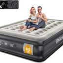OhGeni Queen Air Mattress with Built in Pump, Inflatable Blow Up Mattress 18 Raised Comfort,Upgraded Surface Portable Mattress, Air Bed for Camping, Home and Guest, Colchone Inflable, 650 lbs Max (Black)