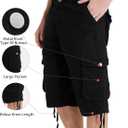 Cargo Shorts for Men Multi Pockets Mens Shorts Below Knee Casual Hiking Summer Shorts (Black), 48