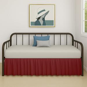 Cottington Lane Ruffled Daybed Skirt with Split Corner, Premium Hotel Quality Brushed Microfiber Twin Size Gather Dust Ruffle 12 Inch Drop Sofa Bedskirt, Easy Fit, Stay in Place, Burgundy