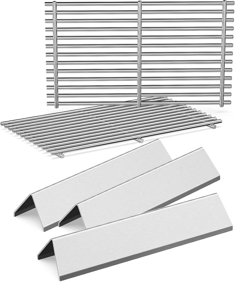 7635 7637 Grill Parts for Weber Spirit E210, E220, S210, S215, Spirit 200 & GS4 Spirit II E210, Spirit II E220 Series with Front Control, SUS304 Stainless 15.3" Flavorizer Bars & 17.5" Grates
