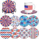 8 Pieces Patriotic Diamond Coasters with Holder DIY Cute 4th of July Diamond Art Coasters 5d Independence Day 5d Diamond Coasters for Beginners Adults Art Craft Supplies Gift