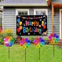Outdoor Wind Spinners Yard Garden Decor Shiny Pinwheels, Lawn Rainbow Ornaments to Deter Animals Scare Birds Away (4PCS)