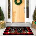 Christmas Outdoor Rug Set, Christmas Tree Door Mat Combo Set, Welcome Mat + 28 x 43 inch Red Black Buffalo Plaid Rugs, Checkered Christmas Trees Rug for Porch Entryway Winter Holiday Outdoor Decor