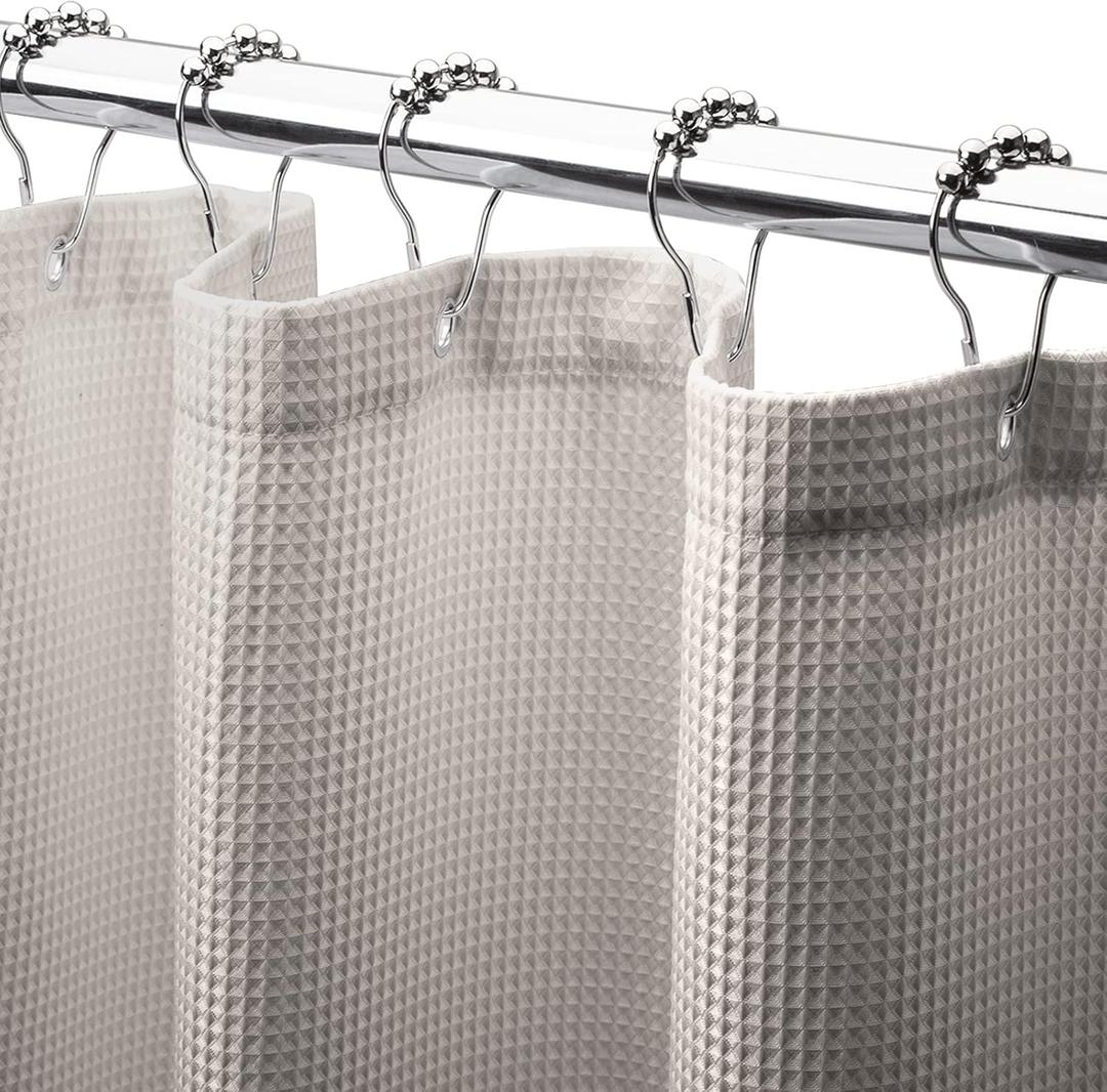 AmazerBath Waffle Shower Curtain, Khaki Shower Curtain Fabric with Waffle Weave, Hotel Quality Bathroom Shower Curtains, Heavy Duty, 72 x 72 Inches (72"W x 72"L (Pack of 1))