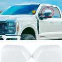 Side Mirror Covers Compatible with Ford Super Duty 2017-2024 F250 F350 LH & RH Door Top Half Tow mirror caps,Replacement for 2017-2019 F450 F550 (White Style)