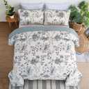 Floral Queen Quilt Set, 3 Pieces Botanical Parrten Bedspread