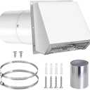 6 Inch Hooded Wall Vent with Screen and Damper, Wall Exhaust Vent Cover, 6 Inch Range Hood Wall Vent Cap, Outdoor Hooded Wall Vent for Dryer Vent, Range Hood, Kitchen, White
