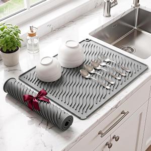 2 x Kitsure 2 Pack Silicone Dish Drying Mat for Kitchen Counter, 17.7" x 13.8"