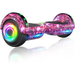 SISIGAD Scooters for Kids Ages 7-12, with Built-in Bluetooth Speaker and 6.5" Colorful Lights Wheels, Safety Certified Self Balancing Scooter (Starry Purple)