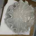 Decorative Fruit Bowl for Home Decor - Large Handicraft Wavy Centerpiece Bowl - 10" Key and Purse Shell Bowls - Scalloped Ruffle Coastal Pedestal Coffee Table Bowls
