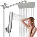Rainfall Shower Head with Handheld Combo, Rain Shower Head with Handheld Spray 180 Adjustable With Extension Arm, 10 Inch&3 Spray Modes, Rain Shower Head Black - Easy To Install (silvery-1)