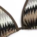 ZAFUL Bikini Sets for Women Dual Straps Wave Texture Cutout Color Block Triangle Swimsuits 2 Pieces Bathing Suits (Brown, S)