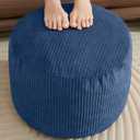 Pouf Ottoman Foot Stools with Foam Small Ottoman for Living Room Corduroy Ottomans Pouf 26x18 Floor Poufs Foot Rest for Chair Navy Blue Hassocks and Ottomans