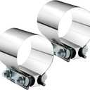 2.75" 2.75 Inch Exhaust Clamp Butt Joint Band Clamp Sleeve Coupler Stainless Steel 2 3/4 Inch for Exhaust Pipes, Mufflers and Catalytic Converters (2 PCS)
