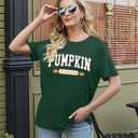Pumpkin Shirts for Women Cute Thanksgiving Fall Tops Funny Halloween Graphic Tees Autumn Short Sleeve Outfit (Green, XL)