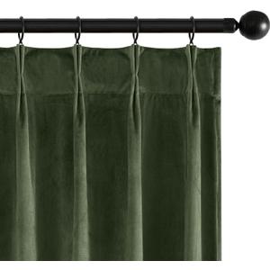 MIULEE Olive Green Velvet Curtains 84 inches Long, Pinch Pleated Blackout Drapes with Hooks, Thermal Insulated Pinch Pleat Panels for Bedroom Living Room, 2 Panels
