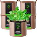 VIVOSUN 5-Pack 7 Gallons Grow Bags Heavy Duty Thickened Nonwoven Fabric Pots with Strap Handles Tan