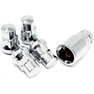 Set of 4 Veritek 12x1.25mm 1.40 Inch Chrome Acorn Bulge Tuner Socket Style Wheel Locks for Nissan Infiniti Subaru Aftermarket Custom Wheels and Select Factory Wheels