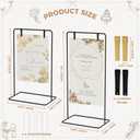 Babenest Welcome Sign Stand, Black Adjustable Metal Linen Sign Holder with 4 Ground Stakes & 2 Leather Straps, Wedding Banners & Posters for Baby Bridal Valentine Standing Display (Without signs)