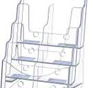 HIYOHIYO 4 Tier Clear Acrylic Brochure Holder for Office Reception, 1-Pack