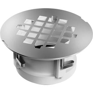 Shower Drain Replacement Kit for Fiberglass & Plastic Shower Pans, Installs from Top Only, Fits 2" Schedule 40 PVC/ABS, Cast Iron & Steel Pipes, 4" to 4.5" Drain Flange Openings, (Brushed Nickel)