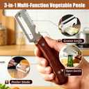 3 in 1 Multifunctional Vegetable Peeler, with Cleaning Brush kitchen gadgets With wooden handle & bottle opener and grater,for potatoes pumpkinsp carrots and other vegetables or fruits