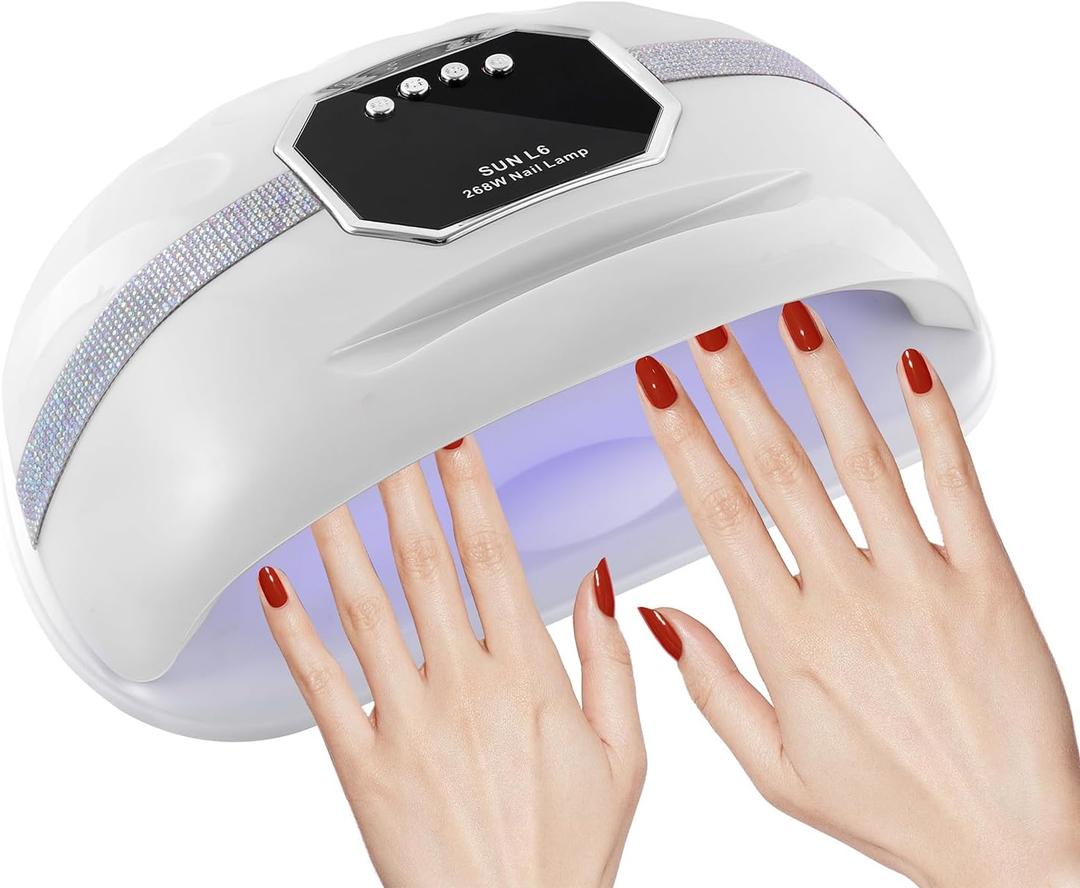 UV LED Nail Lamp for Two Hand, 268W Nail Dryer for Gel Polish, Large Space UV Light for Nails,45 LED Beads and Professional Manicure Nail Lamp with Automatic Sensor (White)