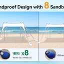 Vibemo Beach Tent, Beach Canopy Sun Shade with UPF50+ UV Protection, 10x10ft, Includes 8 Sandbags, Sand Shovel, Ground Pegs & 4 Stability Poles, Pop Up Sun Shelter for Camping, Picnics, Backyard Fun
