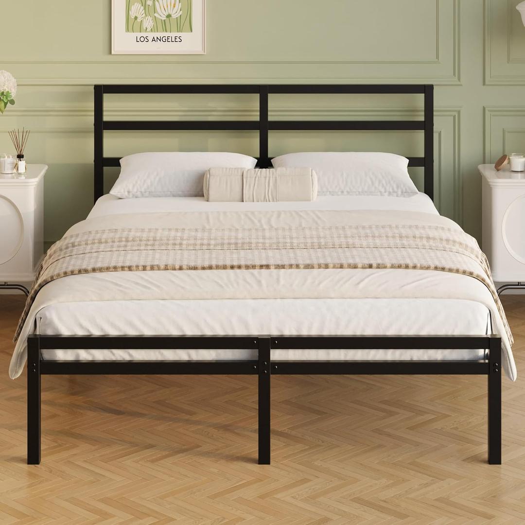 Lutown-Teen 12 Inch King Size Bed Frame with Headboard and Footboard
Metal Platform Bed Frame, Classic Style, Under Bed Storage, No Box Spring Needed, Easy Assembly, Noise Free, Black