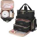 BAFASO 2 Layers Large Travel Makeup Bag with 3 Inner Removable Pouches with Nail Polish Organizer Holds 70 Bottles (15ml - 0.5 fl.oz) and a Nail Lamp