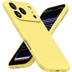 LoeoeL for iPhone 17 Pro Max Phone Case, Minimalist Ultra Thin Slim Soft Rubber Gel Solid Color Matte TPU Cute Case for Women Men, Girly Plain Aesthetic Design & Camera Cover Protection, Yellow