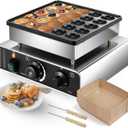Moongiantgo Mini Dutch Pancake Maker 25PCS, Commercial Non-stick Pancake Baker Machine 50-300 Electric Muffin Maker Stainless Steel for Home Kitchen, Cafe or Restaurant, 110V