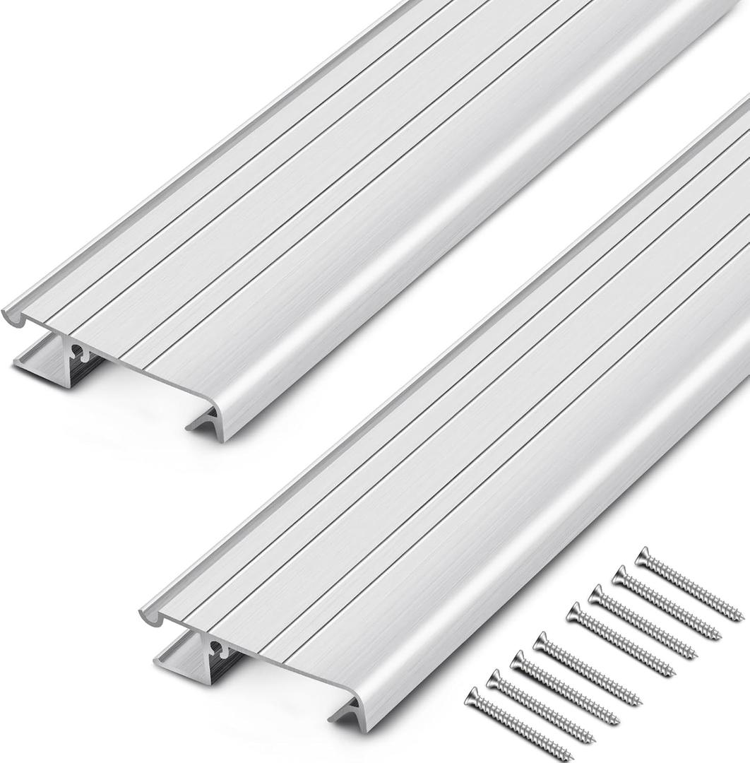 Threlaco 2 Pack 2 x 36 Inch Exterior Door Sill Threshold Extender Strip Mill Aluminum Snap Fit Building Door Threshold Suitable for Window Sill Floor Vinyl Mat Edge (Sliver)