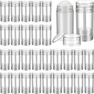 30 Pcs 1 Oz /30ml Empty Refillable Deodorant Containers, Twist Up Plastic Clear Tubes for Lip Balm, Lotion Sticks, and Sunscreen Bar