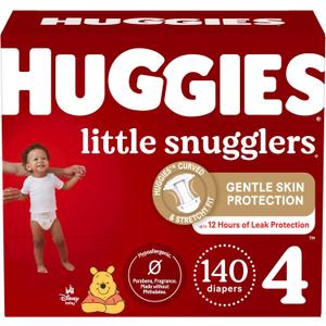 Baby Diapers Size 4 (22-37 lbs), 140ct, Huggies Little Snugglers