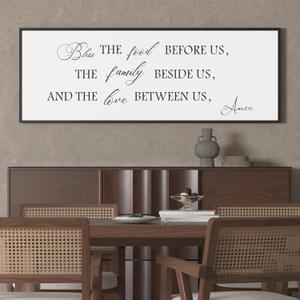 PEONIA 41" x 15" Bless The Food Before Us Wall Decor- Perfect Large Size Bless The Family Beside Us, And The Love Between Us Decor Wall Art Inspirational Kitchen Wall Decor (Black)