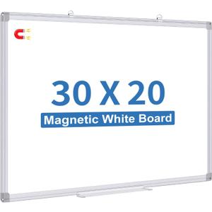 Double Sided White Board Dry Erase, 30 x 20 inch Magnetic Dry Erase Board Whiteboard for Wall, Aluminum Frame Wall-Mounted or Hanging Whiteboard Marker Board Writing Board