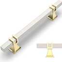 Amerdeco 7 Pack Brushed Satin Nickel and Gold Cabinet Pulls 5 Inch(128mm) Hole Center Drawer Pulls Cabinet Hardware Kitchen Cabinet Handles for Bathroom Dresser Pulls ZH0067
