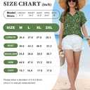 Bebonnie Formal Blouses for Women Elegant: Women's Button Down Shirts Short Sleeve - Wedding Blouses for Women Elegant - Bohemian Beach Vacation Dressy T Shirts Floral Chiffon Tunics Multi Green M (M)