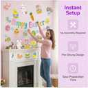Easter Party Decorations, Easter Decorations Set Happy Easter Banner Easter Window Clings Hanging Easter Egg Banner Decorations for Indoor Outdoor Garden Office Home Classroom Spring Party