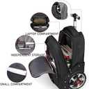 WMHYLYH Rolling Backpack with Wheels, Waterproof Backpack with Large Wheels for Business and Travel Commuter, Carry on Backpack with Laptop Compartment for Women and Men Adult (Black, 20inch)