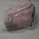 Yimobra Bathroom Rugs Non Slip Washable 36x24, Ultra Soft and Water Absorbent Bath Mats, Plush Fluffy Shower Mat Outside, Luxury Microfiber Thick Matts for Bathroom Floor/Tub, Light Pink and White