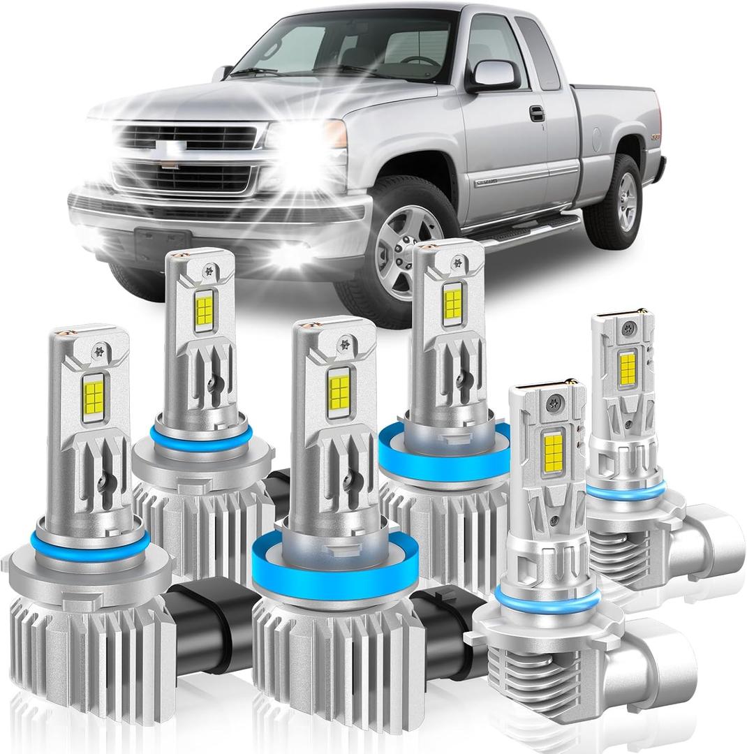 Fit for Ford F150 2015-2023 Light Bulbs, High/Low Beam Fog Light Bulbs Combo, 800% Brightness CSP Chips, 6000K White, Efficient Heat Dissipation, Pack of 6