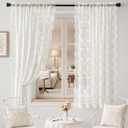 Vintage Lace Curtains 63 Inches Length with Floral and Branch Pattern, Elegant Romantic Sheer Light Filtering Lacy Drapes for Living Room Bedroom, 52 x 63 Inch Ivory, Set of 2 Panels