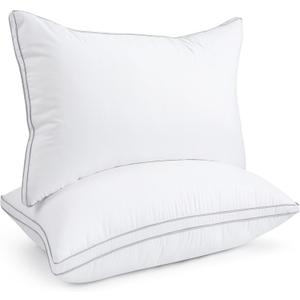 viewstar Bed Pillows Set of 2, Hotel Quality Cooling Down Alternative Gusseted Pillows for Side, Back, or Stomach Sleepers, White, 19" x 28"