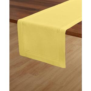Solino Home Linen Sunshine Yellow Table Runner 72 Inches Long - 100% Pure Linen Double Hemstitch Table Runner 14 x 72 Inch for Dresser, Dining, Spring, Summer