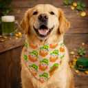 St. Patrick's Day Dog Bandanas with Snap Button, 2 Pack Reversible Green Bandanas for Small, Medium, and Large Dogs, Adjustable Pet St. Patrick's Costume Accessory for Photo Shoot (Large)